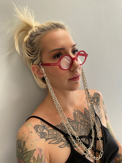 Light Grey Sunglasses Double Chain Holder, Lightweight Silver Face Mask Fashion Eyeglass Necklace, Glasses Double Necklace