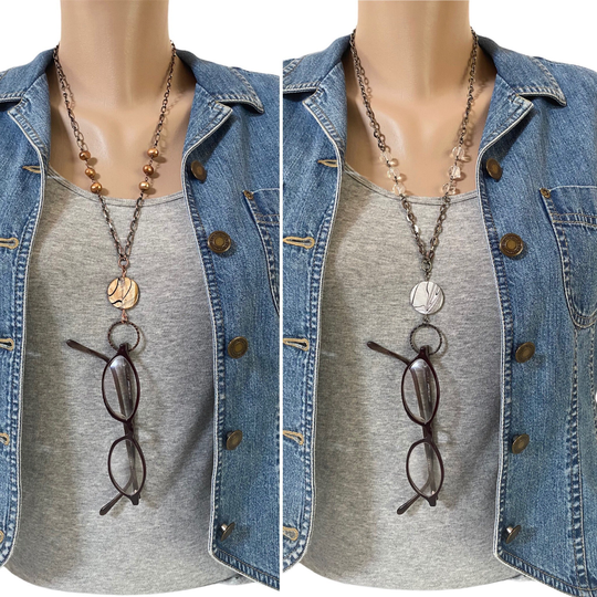 Mother Of Pearl Eyeglass Lanyard, Choice Of Two Finishes