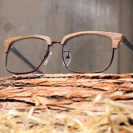 Wood Grain Glasses Frame For Men & Women, Myopia Glasses With Clear Lens, Classic Vintage Style