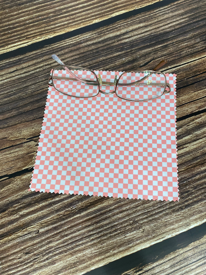 Pink Checkered Microfiber Cloth Eye Glass Cleaning Tablet Phone