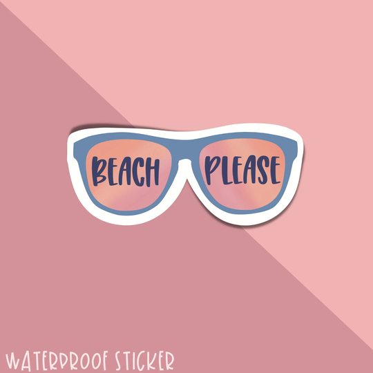 Sunglasses Water Bottle Sticker | Beach Summer Laptop