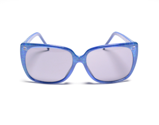 Vintage 80S Oversize Wayfarer Sunglasses Gray Tint Lens Blue Flower Print Frame 1980 Men Women Unisex Eyewear
