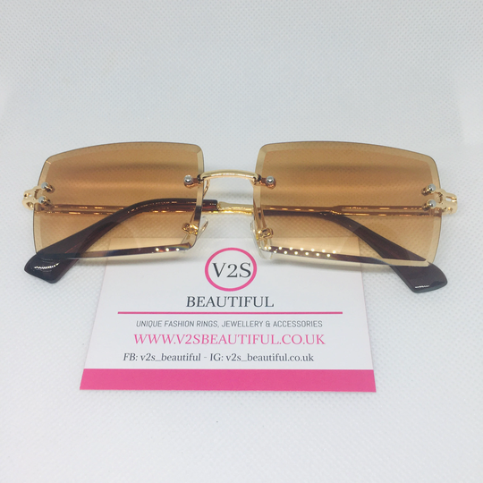 Y2K Rimless Sunglasses, Sunglasses For Women, Fashion Accessories, 1999S & 2000S Style Glasses, Brown