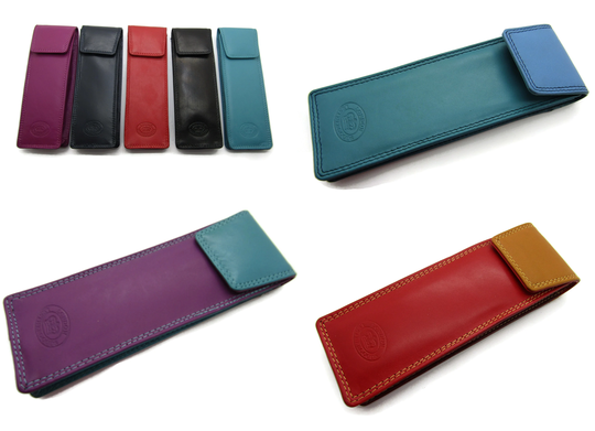 Unisex High Quality Genuine Soft Leather Slim Sun Glasses Case Holder Flip Top