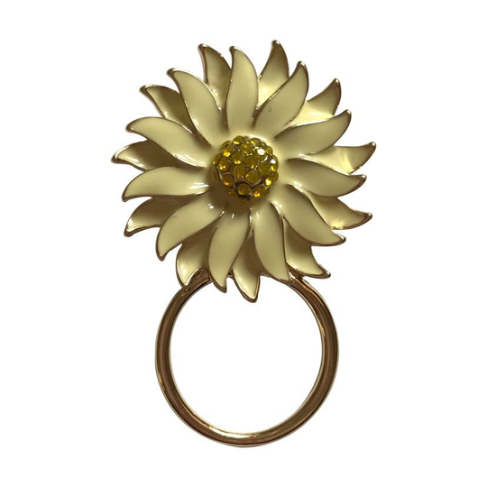 Gorgeous Yellow Crystal & Pale Lemon Flower Eye Glasses Sunglasses Brooch Pin Holder Spectacle Hanger