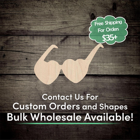Heart Shape Sunglasses Unfinished Wood Cutout - Laser Cut Diy Craft Bulk Wholesale Pricing