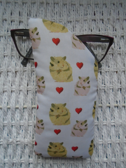 Love Hamster Fabric Glasses Case Lined & Padded Gift Idea Unique Design