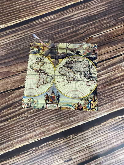 Vintage Map Print Microfiber Cloth Eye Glass Cleaning Tablet Phone