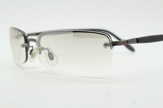 Y2K Vintage Wraparound Sunglasses. Low Profile Half Frame in Gunmetal Chrome With Extra Light Tone Graduated Mirror Lenses. 2000's. 90S. Nos