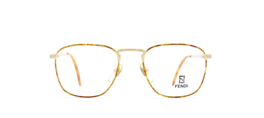Fendi F13 228 Square Brown Gold Eyeglasses Optical Frame Vintage