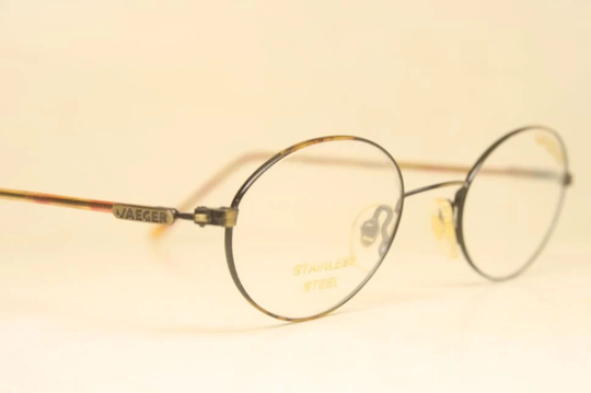 Vintage Eyeglass Frames Gold Tortoise Jaeger 1980S Eyewear