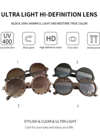 Vintage 90S Sunglasses Round Shape Style Spectacles Black/Leopard-65