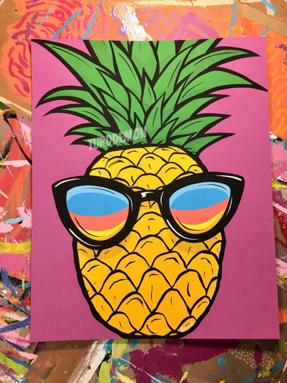 Pineapple Sunglasses Original Painting