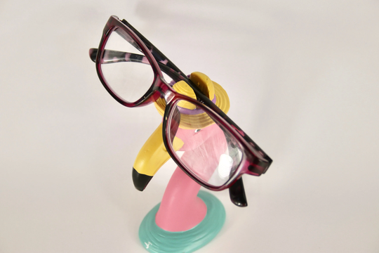 Pink Flamingo Eye Glasses Holder/Stand With Straw Hat