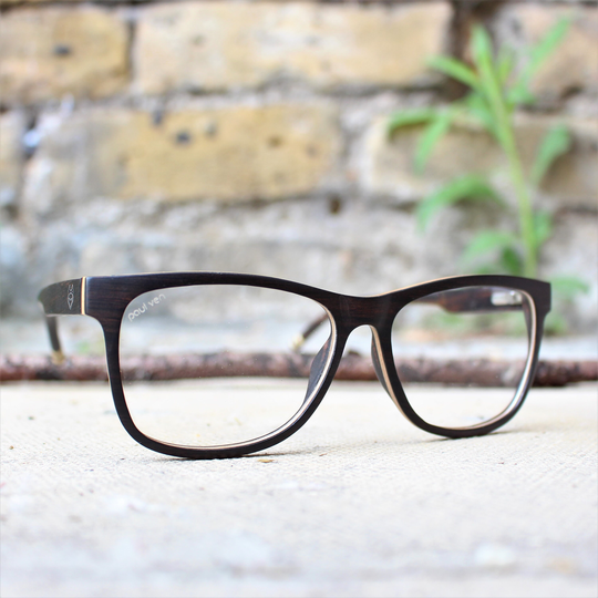 Wood Glasses Frame, Wayfarer Wood Eyewear, Optical Glasses, Ebony Wooden Prescription Lenses