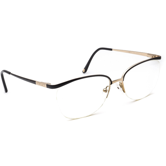 Versace Eyeglasses Mod1188 1291 Black/Gold Half Rim Metal Frame Italy 54[]16 135