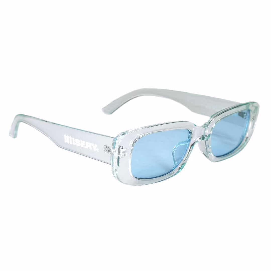 Y2K Baby Blue Crystal Rounded Rectangle Sunglasses Vintage Retro Style