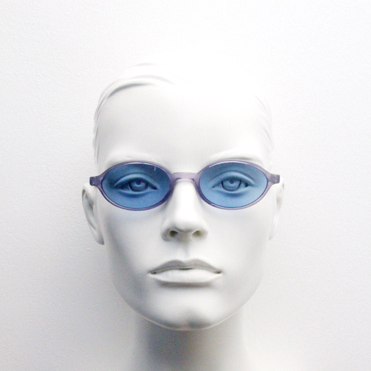 90S Vintage Vibrant Purple Oval Sunglasses. Nos Transparent Slim Minimal Frame With Sky Blue Lenses. Bnwt. 2000S. 00S