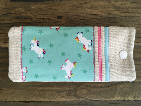 Handmade Fabric Glasses Sunglasses Case Cover Pouch Unicorn Horse Star Girl Pink Gingham Animal