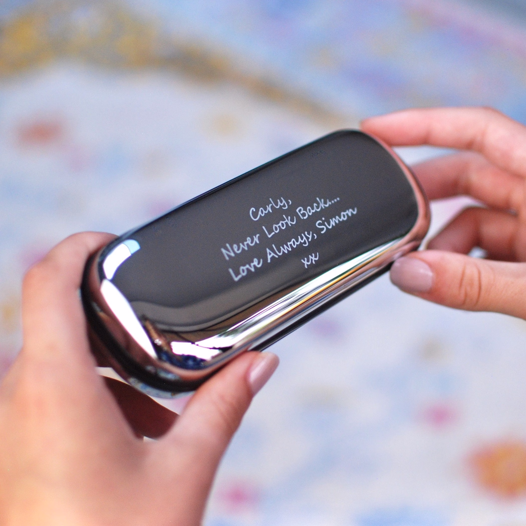 Personalised Chrome Glasses Case, Engraved Men's Retirement Gift, Custom Sunglasses Hard Case For Glasses, 70Th Birthday