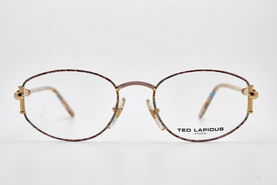 Vintage Sunglasses Ted Lapidus Paris Tl714 France Steampunk Gold Tone Frame Woman Eyewear Metal Multicolor Oval Glasses 90's Boho Retro