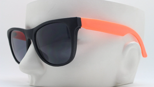 80S Vintage 2 Tone Wayfarer Style Sunglasses. Matt Black Frame With Orange Dayglo Arms . Unused Nos. Y2K. Fluorescent Rave Nos