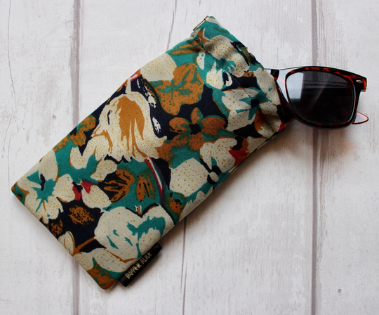 Vintage Liberty Varuna Wool Floral Sunglasses Pouch. Autumnal 80S Flowers Padded Glasses Case/ Wallet. Slow Fashion/ Festival Gift For Her