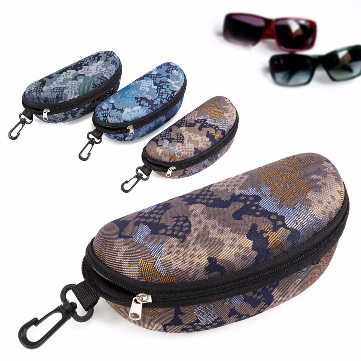 Camo Fashion Glasses Carry Case Hard Zipper Sunglasses Travel Box Pouch
