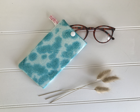 Turquoise & White Batik Style Soft Glasses Case, Case For With Design, Case, Gift Her, Gift Mum