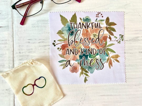 Cleaning Cloths, Set Of 2, Glasses Cleaning Cloth, Microfiber Thankful & Blessed, Gift For Her, Inspirational