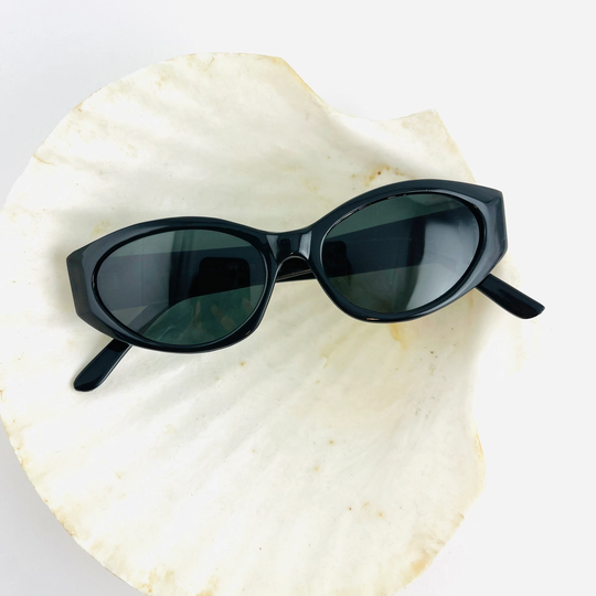 Authentic Vintage 90S Black Oval Sunglasses I Deadstock