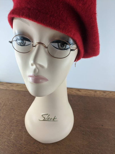 Vintage Antique Gandhi Type Glasses, Gold Tone Wire Frame Spectacles With Wrap Around Arms