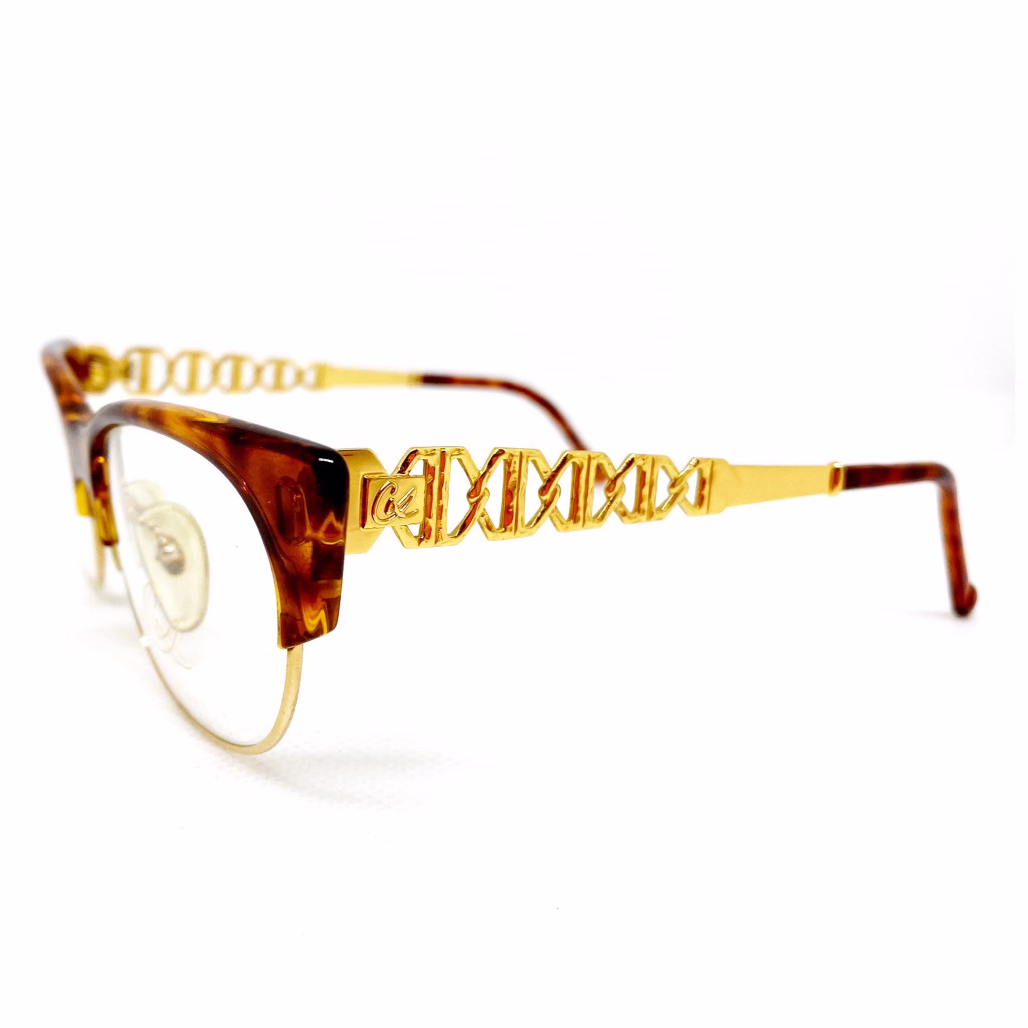 Christian Lacroix Eyeglasses Vintage Rare Butterfly Rod Braided Gold 7303 Brown & Tortoise Migos Rihanna Lady Gaga Frame New