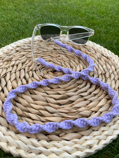 Lilac Macrame Sunglasses Chain, Boho Fashion Accessories, Eco Friendly Gifts For Her, Eyeglass Cord, Glasses Hanging Chain