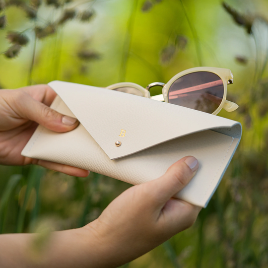 Personalised Cream Recycled Leather Glasses Case, A Beautiful Bridesmaid Gift Or Present For The Bride To Be. Wedding & Hen Party Gifts
