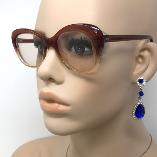 Vintage Ladies Eyeglasses Glasses Frame Clear Brown Square Used Eyeglass Frames Retro