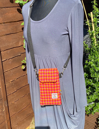 Harris Tweed Mini Cross Body Bag , Minimalist Purse , Ready To Ship, Gift For Her, Mini Crossbody Phone Bag, Smartphone Handbag, Iphone Shoulder