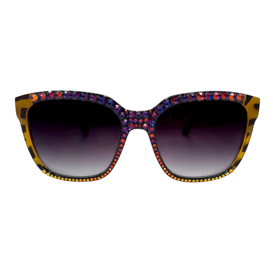 Medium Size Sunglasses With Volcano Swarovski Crystal Rhinestones