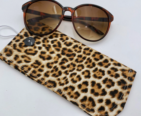 Fabric Eyeglass Case, Sunglass Sleeve, Soft Pouch, Eye Glasses Cover, Reading Holder, Case - Leopard