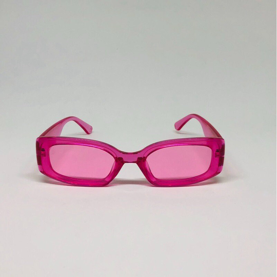 Awesome Rectangular Transparent Pink Summer Sunglasses Uv400