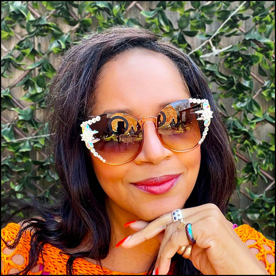 Oversize Sparkly Cats Eyes Sunglasses Ladies, Embellished Eyewear, Summer Festival Sunnies With Retro Rhinestones & Crystals, Bling Shades