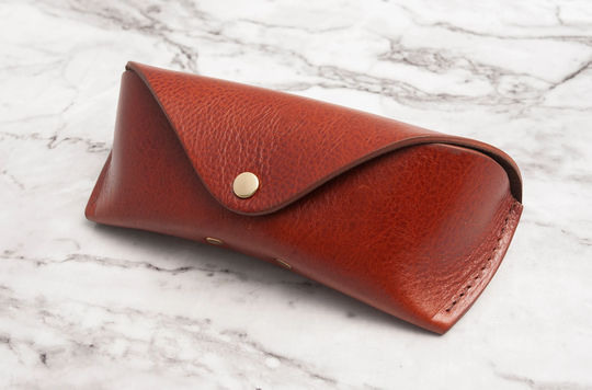 Leather Glasses Case, Hard Sunglasses Case , Pouch Reading Italian Hide