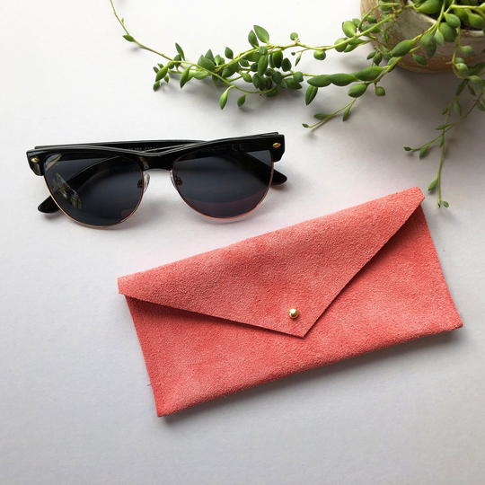 Personalised Coral Suede Glasses Case