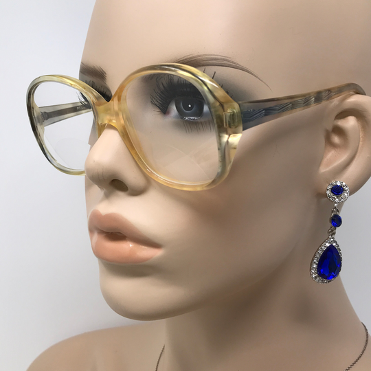 Vintage Pell 39 Eyeglasses Glasses Frame Clear Amber Square Used Eyeglass Frames Retro