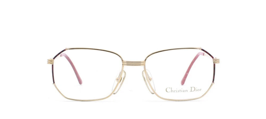 Vintage Christian Dior 2695 43 Gold Red Square Optical Frame Glasses Lunettes Sunglasses