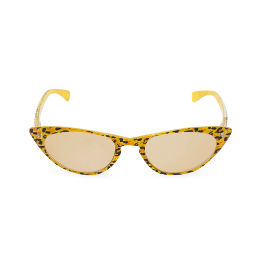 1950S 60S Style Cat Eye Sunglasses Crystal Yellow Leopard New Made To Original Vintage Design