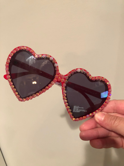 Rhinestones Red Sunglasses, Glitter Heart Rhinestone Accessories, Sunnies