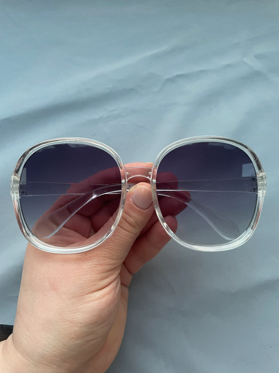 Large Transparent Grey Sunglasses | Vintage Paris Hilton Style 2000S Sunglasses| Oversized Hippie Glamour Sunnies