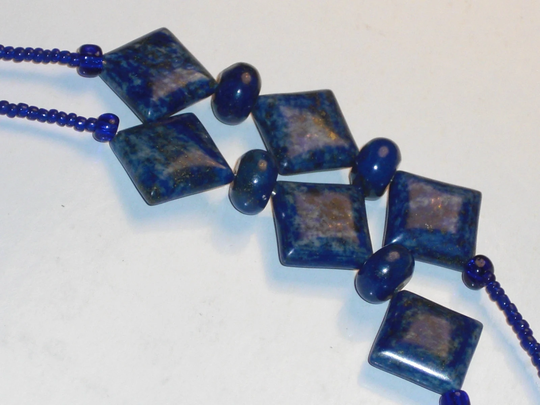 Eyeglass Chain Cobalt Blue With Lapis Accents & Faceted Glass Beads 28 Inches Fancy Ends