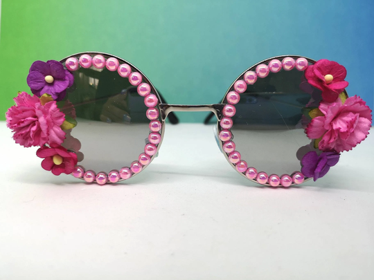 Pink & Purple Round Flower Sunglasses
